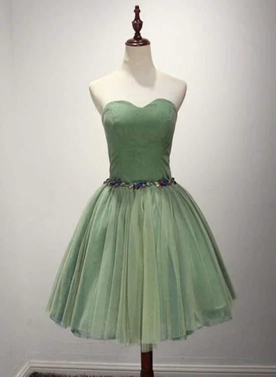 Green Sweetheart Tulle Knee Length Party Dress Green Homecoming Dresses gh582 Off-the-shoulder Chic Trendy Green Sweetheart Tulle Knee Length Party Dress Green Homecoming Dresses gh582 Off-the-shoulder Chic Trendy
