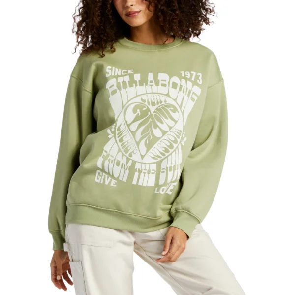 Billabong Womens From The Sun Sweatshirt. Hoodie with Side Slits Relaxed Casual