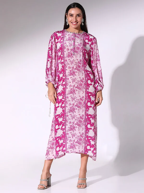 Plum Colored Floral Printed Tunic Dress Tunics Lace romantic