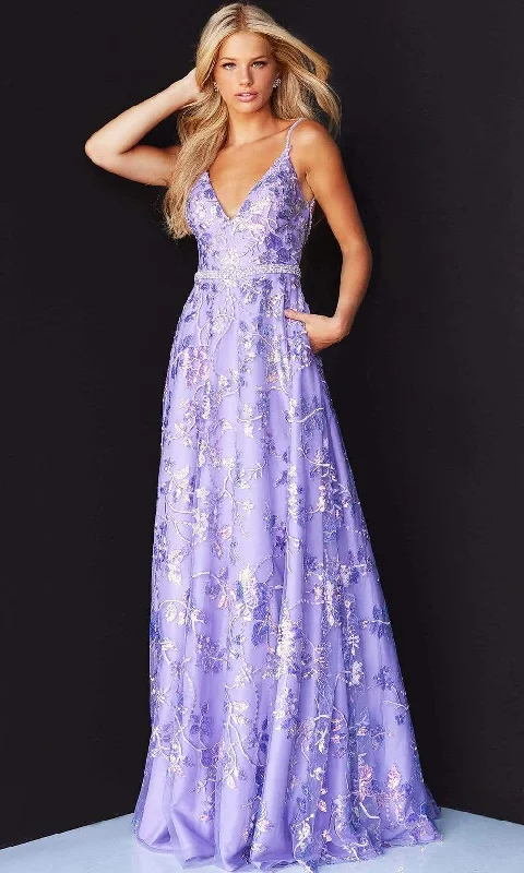 Jovani  06814 - Floral V-Neck Dress Tunics Essential wardrobe