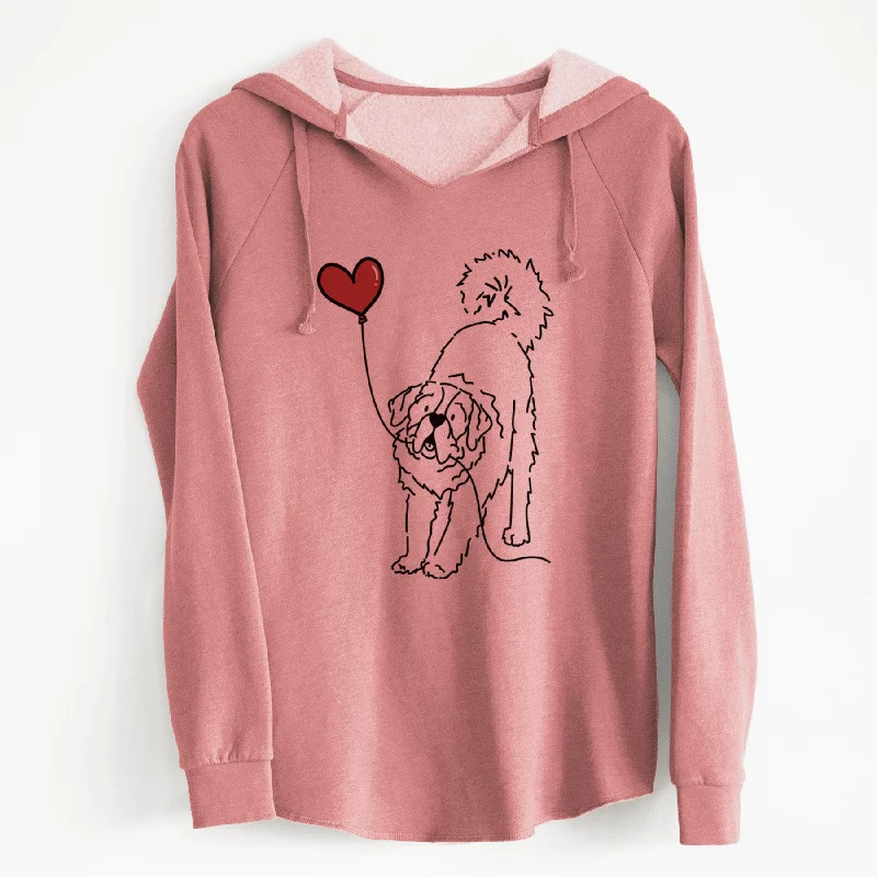 Saint Bernard Heart String - Cali Wave Hooded Sweatshirt. Hoodie with Monochrome Minimalist Simple Saint Bernard Heart String - Cali Wave Hooded Sweatshirt. Hoodie with Monochrome Minimalist Simple