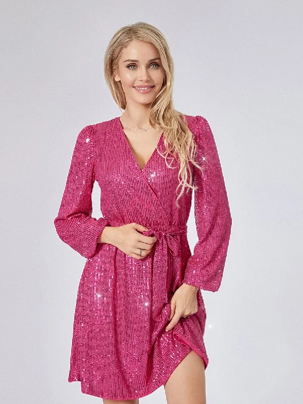 New V Neck Belted Party Dress Tunics Handmade artisanal