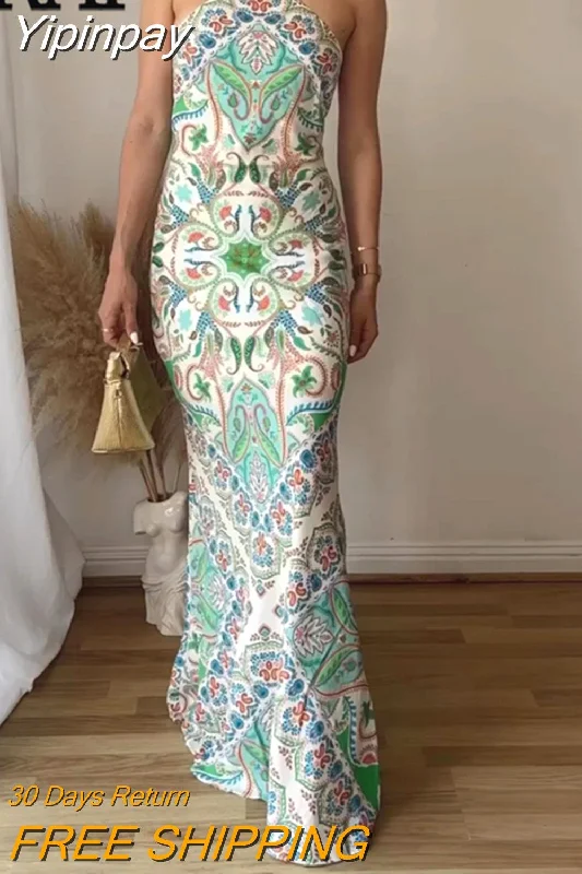 Yipinpay 2023 Halter Backless Dress Woman Vintage Print Long Dress Women Summer Off Shoulder Sexy Dresses Elegant Party Dresses Tunics Favorite customer Yipinpay 2023 Halter Backless Dress Woman Vintage Print Long Dress Women Summer Off Shoulder Sexy Dresses Elegant Party Dresses Tunics Favorite customer