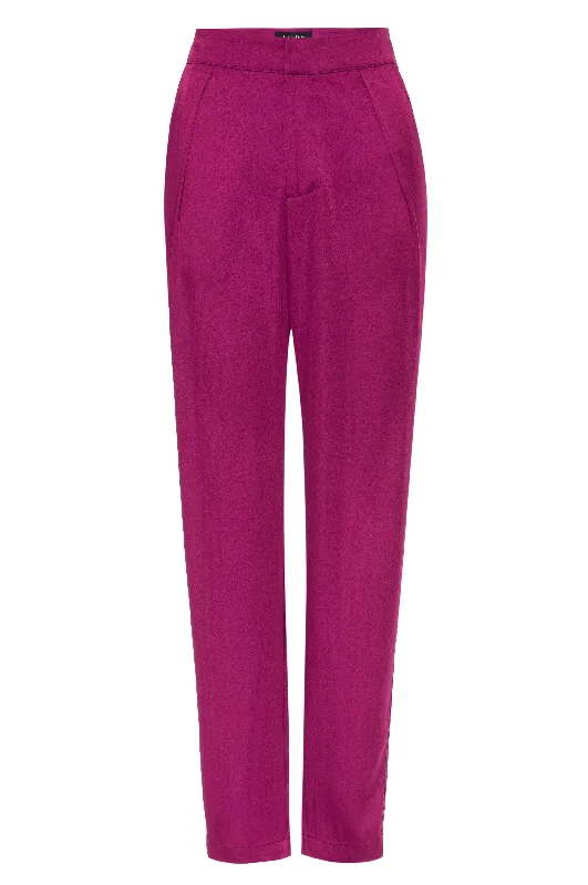 RHODES Fuschia Satin Tuxedo Pant Classic Bootcut Trousers
