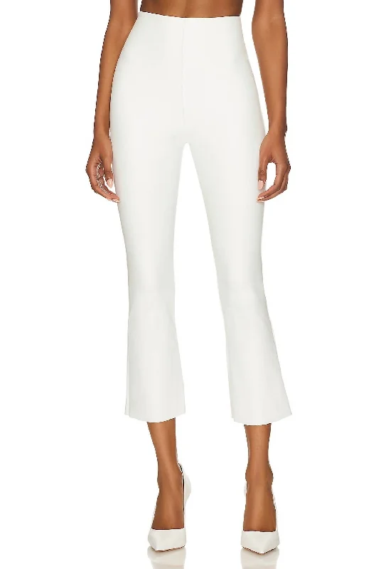 Faux Leather Cropped Flare Pant In White Comfy Athletic Pants