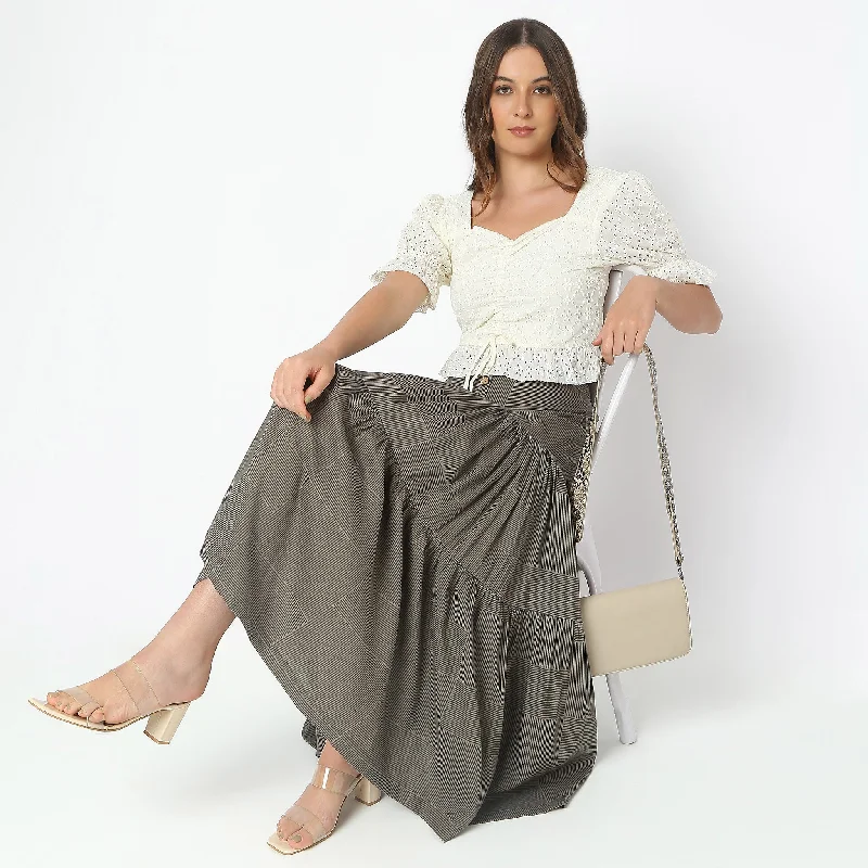 Regular Fit Lace Crop Top Polka Dot Checkered Tartan