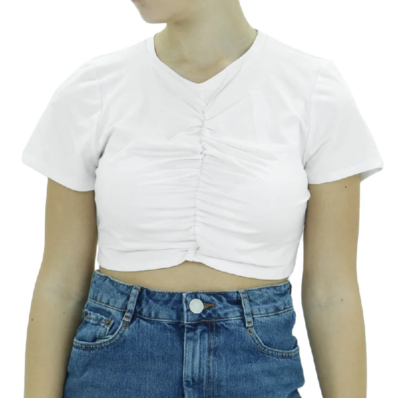 Women's Casual Crop Top,White Cotton Fabric Linen Fabric Terry Fabric