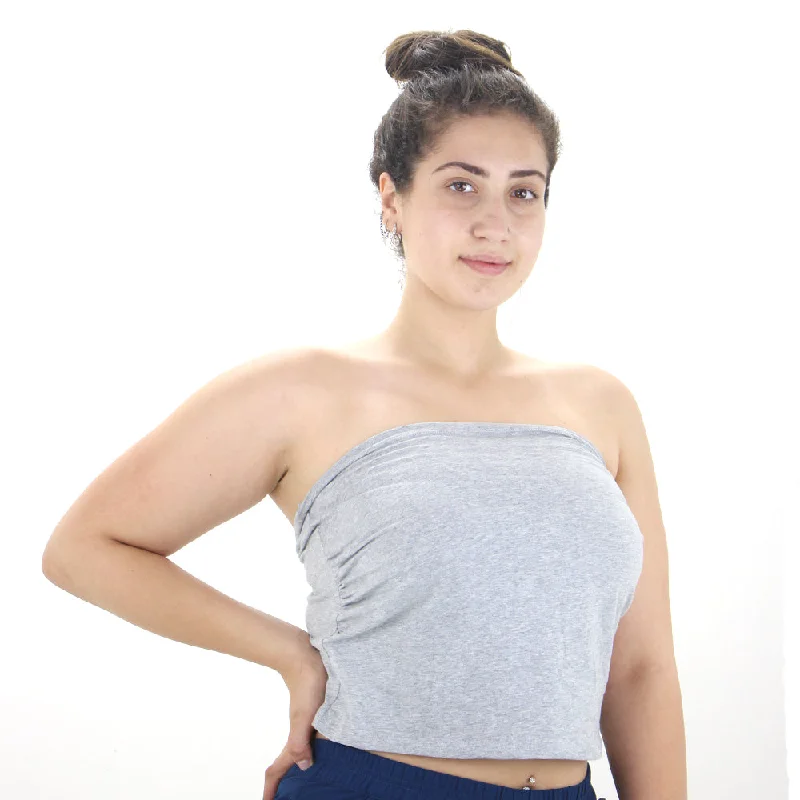 Women's Off Shoulder Crop Top,Light Grey Crop Top Seamless Stretchy