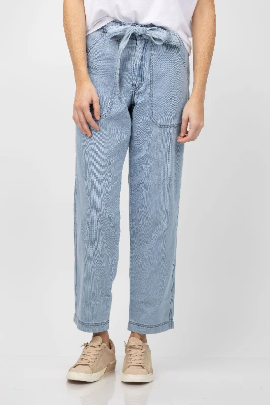 Lilla P Denim Belt Pant in Light Wash Formal Slim Pants