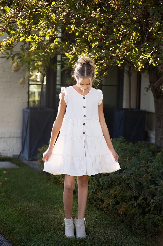 Perri Girls Button Down Tiered Dress Tunics Winter warm