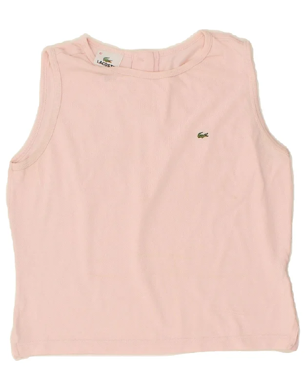 LACOSTE Womens Crop Top Size 42 Large Pink Cotton Anti-Shrink Durable Soft