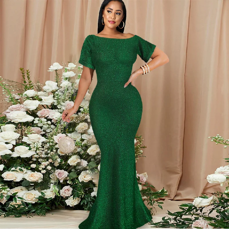 Simple Design High Waist Green Women Party Dresses Bodycon Fitted Nightout