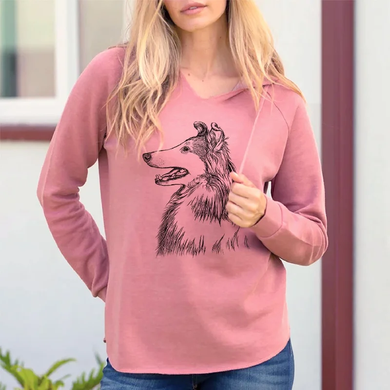 Profile Rough Collie - Cali Wave Hooded Sweatshirt. Hoodie with Cropped Fit Short Trendy Profile Rough Collie - Cali Wave Hooded Sweatshirt. Hoodie with Cropped Fit Short Trendy