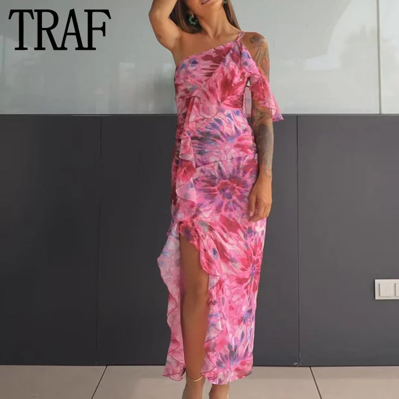 Yipinpay Print Ruffle Dress Woman Asymmetric Chiffon Long Dress Women Off Shoulder Backless Sexy Summer Dresses Ruched Party Dresses Tunics Review highly Yipinpay Print Ruffle Dress Woman Asymmetric Chiffon Long Dress Women Off Shoulder Backless Sexy Summer Dresses Ruched Party Dresses Tunics Review highly