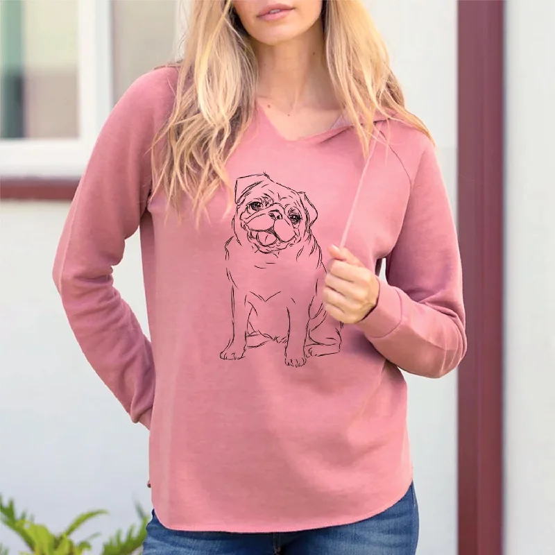 Higgins the Pug - Cali Wave Hooded Sweatshirt. Hoodie with Drop Shoulder Relaxed Streetwear Higgins the Pug - Cali Wave Hooded Sweatshirt. Hoodie with Drop Shoulder Relaxed Streetwear