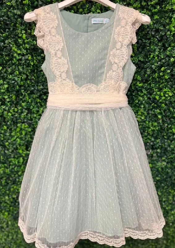 Abel & Lula Girl's Lace Sage Vintage Dress 5037 Tunics Party sparkling