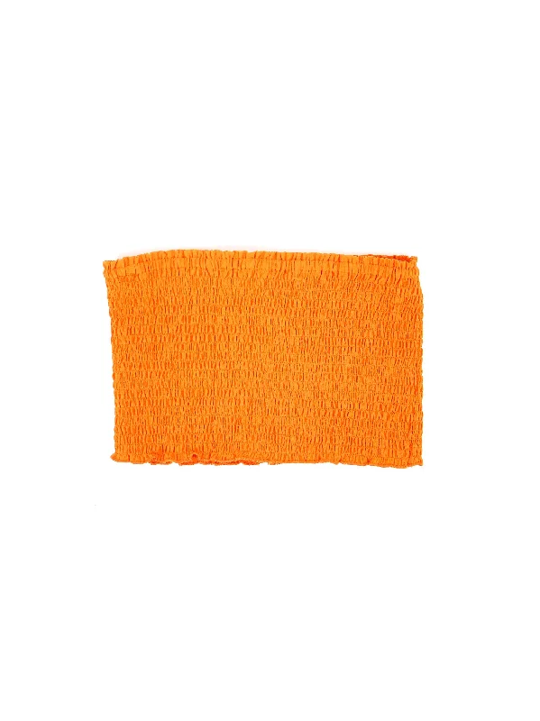 Women's Smocked Crop Top,Orange Elasticated Padded Insulated
