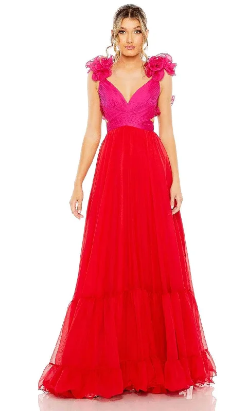 Mac Duggal 68522 - Ruffled Detailed V-Neck Prom Dress sweetheart Neckline Romantic