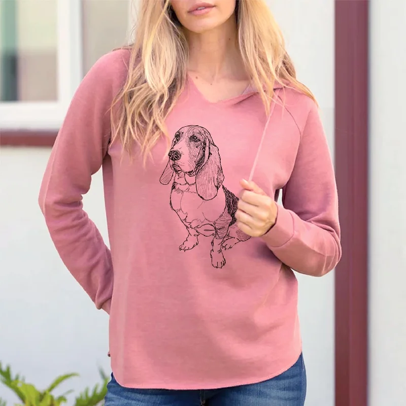 Doodled Pearl the Basset Hound - Cali Wave Hooded Sweatshirt. Hoodie with Cropped Fit Short Trendy Doodled Pearl the Basset Hound - Cali Wave Hooded Sweatshirt. Hoodie with Cropped Fit Short Trendy