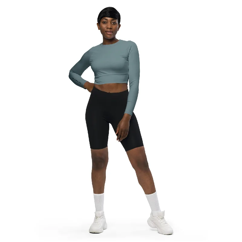 Recycled long-sleeve crop top Collared Crop Top Boat Neck A-Line