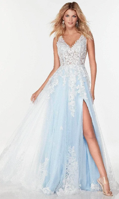 Alyce Paris 61066 - V-Neck Floral Lace Prom Dress Tunics Seasonal trendy