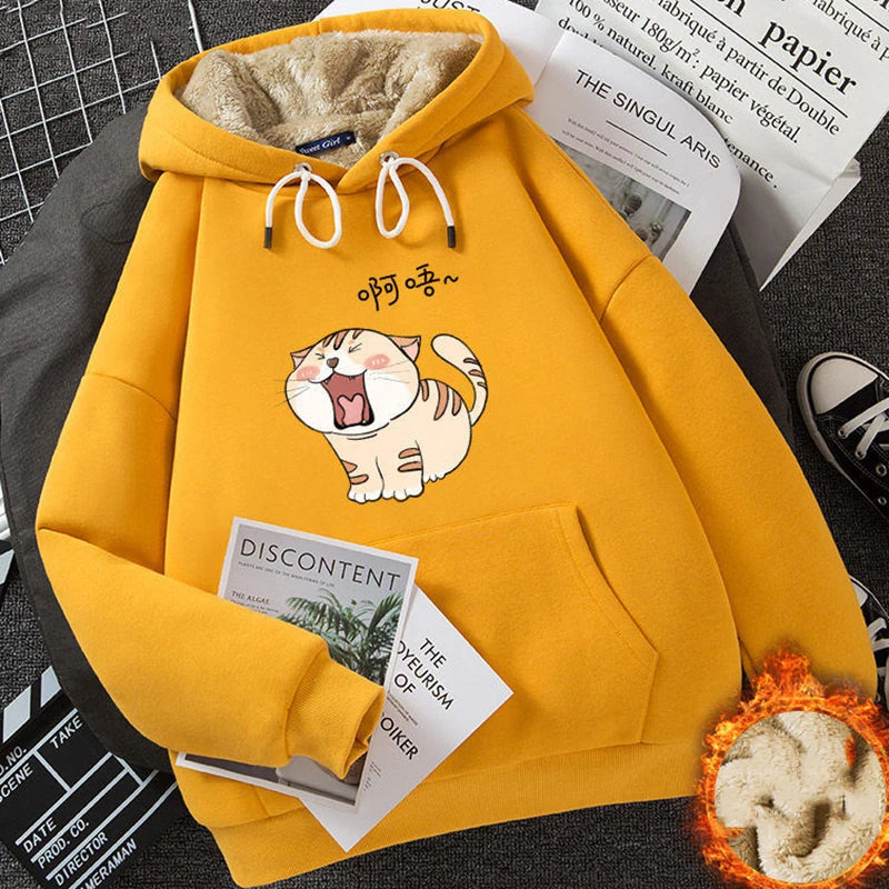 ABRINI Women Thicken Fleece Warm Hooded Pocket Long Sleeve Thermal Hoodies Sweatshirts Autumn Winter Women Printed Cute Jumpers. Hoodie with Earth Tones Natural Calm ABRINI Women Thicken Fleece Warm Hooded Pocket Long Sleeve Thermal Hoodies Sweatshirts Autumn Winter Women Printed Cute Jumpers. Hoodie with Earth Tones Natural Calm