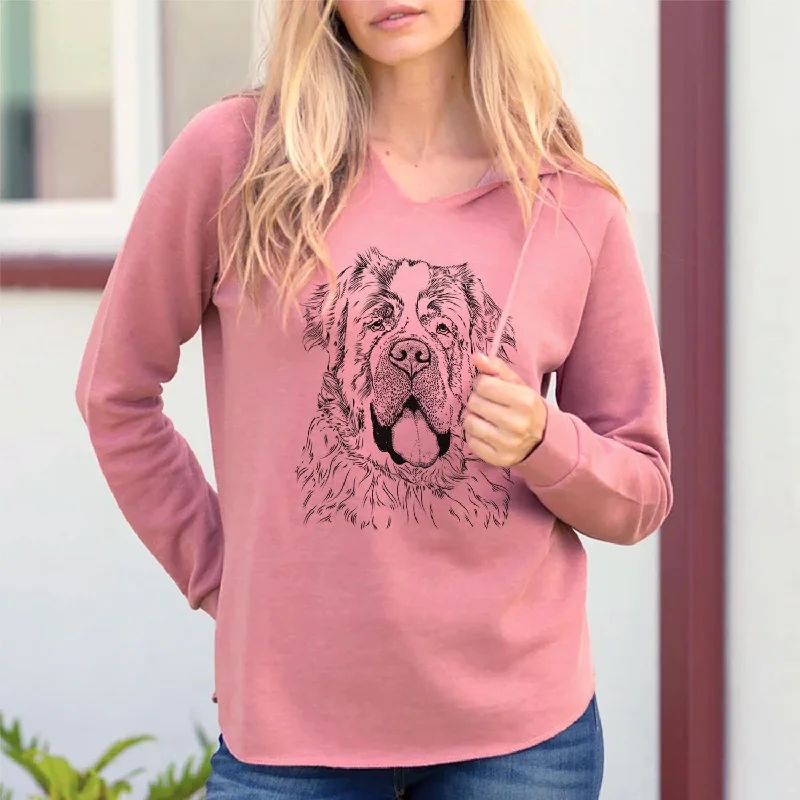 Hoss the Saint Bernard - Cali Wave Hooded Sweatshirt. Hoodie with Hem Ribbing Snug Secure Hoss the Saint Bernard - Cali Wave Hooded Sweatshirt. Hoodie with Hem Ribbing Snug Secure