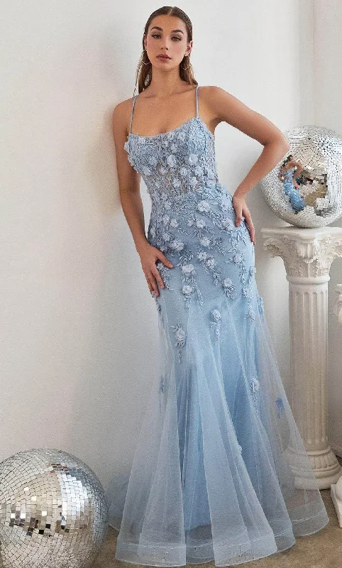 Cinderella Divine CD995 - Elegant Scoop Trumpet Dress with Appliqués Tunics Wedding white