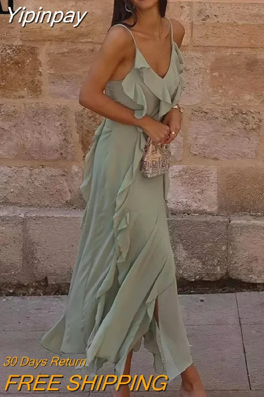 Yipinpay Green Ruffle Dress Woman Chiffon Slip Long Dress Women Asymmetric Backless Sexy Party Dresses Midi Holiday Summer Dresses Tunics Short Trendy Yipinpay Green Ruffle Dress Woman Chiffon Slip Long Dress Women Asymmetric Backless Sexy Party Dresses Midi Holiday Summer Dresses Tunics Short Trendy