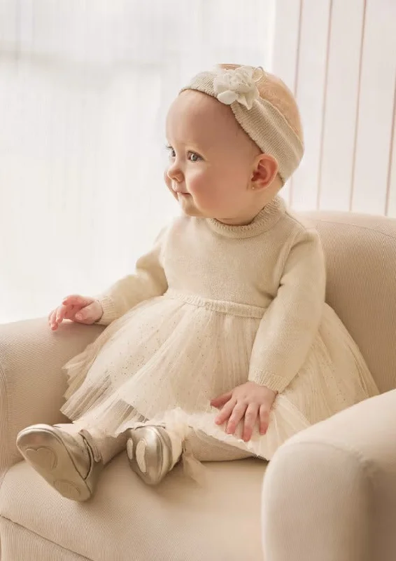Mayoral Baby Girls' Knit Tulle Champagne Dress 2858 Tunics stripes playful