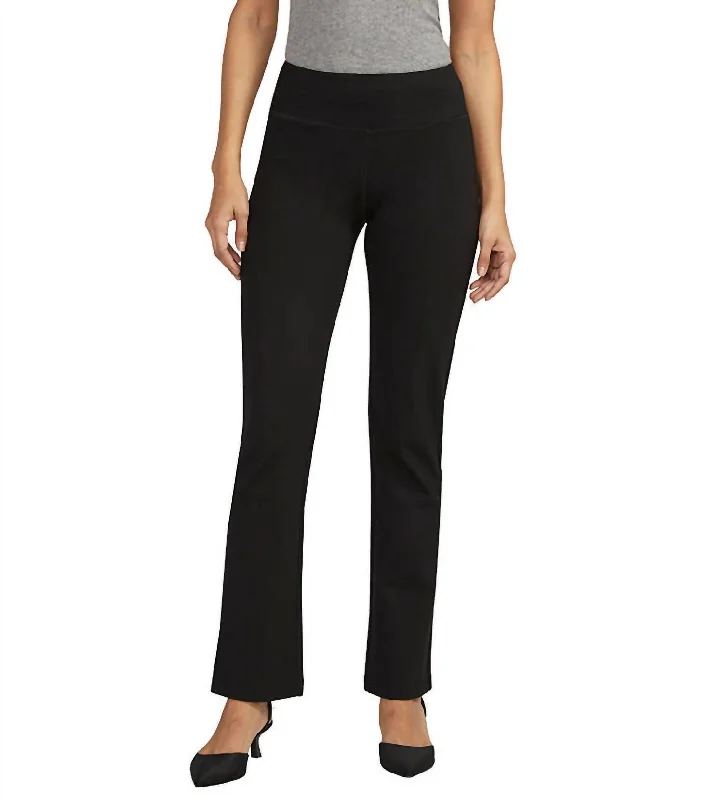 Mid Rise Pull-On Boot Cut Pants In Black Casual Yoga Pants