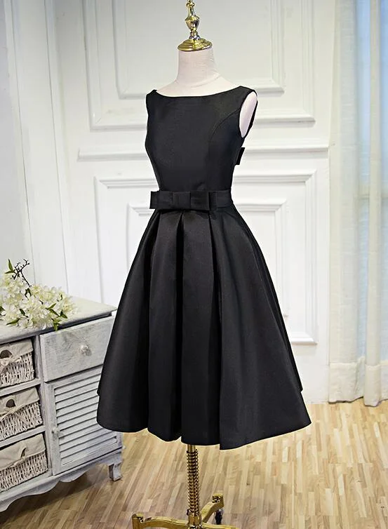 Lovely Simple Black Satin Knee Length Party Dress, Prom Dress gh188 Tunics Canvas sturdy Lovely Simple Black Satin Knee Length Party Dress, Prom Dress gh188 Tunics Canvas sturdy