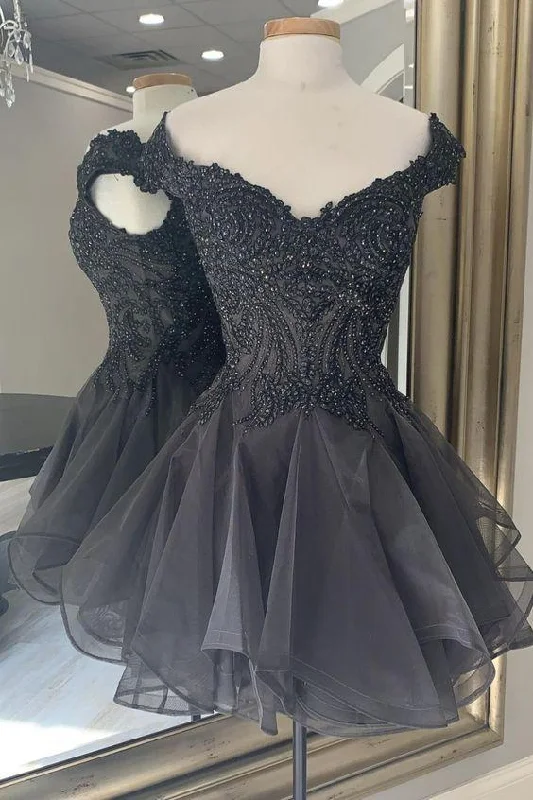 off the shoulder black short party dress Homecoming Dress gh1692 Tunics stripes playful off the shoulder black short party dress Homecoming Dress gh1692 Tunics stripes playful