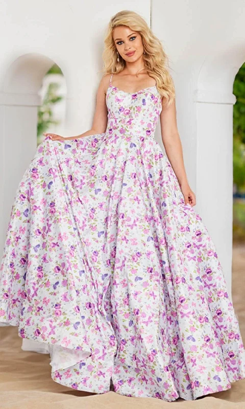 JVN by Jovani JVN38218 - Floral Print Prom Dress Tunics Sale discount