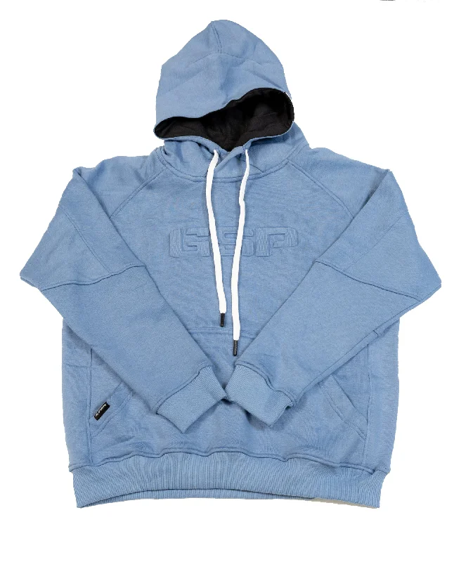 GSP Icon v2 Ultra Fleece Hoodie -Steele Blue. Hoodie with Hem Applique Textured Unique GSP Icon v2 Ultra Fleece Hoodie -Steele Blue. Hoodie with Hem Applique Textured Unique