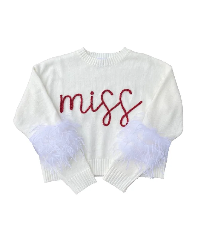 Queen of Sparkles - "Miss" Feather Sleeve Sweater Hooded Caped Shawl Collar