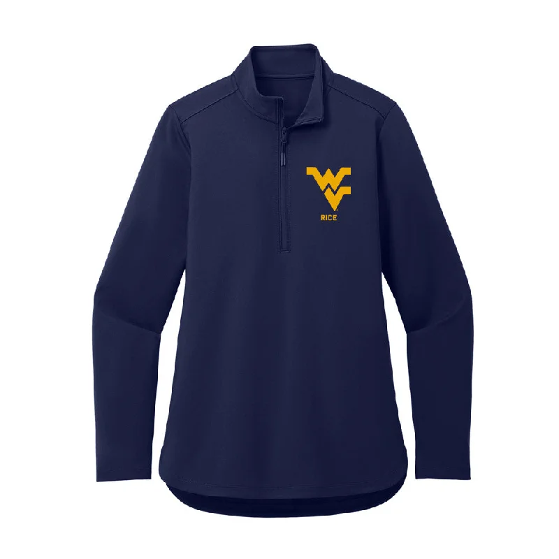 West Virginia - NCAA Women's Gymnastics : Sophia Rice - Women's Premium Quarter Zip Jacket Denim Jacket Leather Jacket Suede Jacket West Virginia - NCAA Women's Gymnastics : Sophia Rice - Women's Premium Quarter Zip Jacket Denim Jacket Leather Jacket Suede Jacket