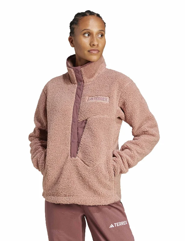 Terrex Xploric High Pile Fleece Pullover Sweatshirt - Warm Clay dolman Sleeve Top