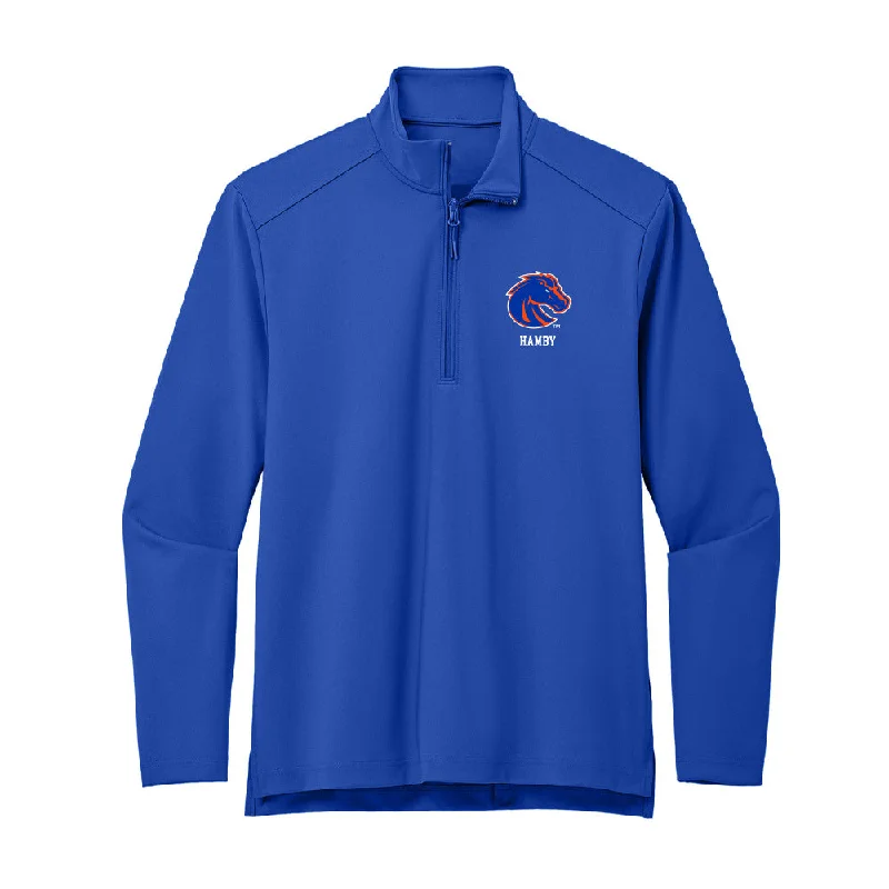 Boise State - NCAA Women's Gymnastics : Kylee Hamby - Premium Quarter Zip Jacket Print Jacket Jacquard Jacket Patchwork Jacket Boise State - NCAA Women's Gymnastics : Kylee Hamby - Premium Quarter Zip Jacket Print Jacket Jacquard Jacket Patchwork Jacket