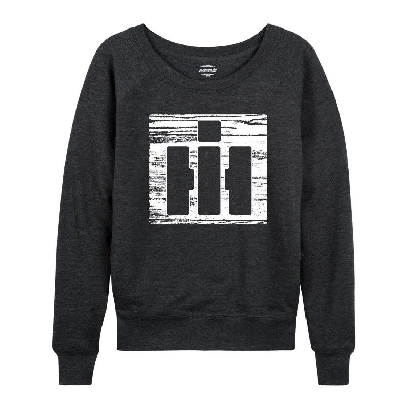 IH Logo Barnwood Womens French Terry Pullover Spaghetti Sleeve Top
