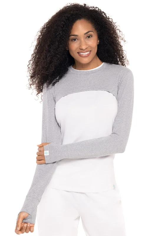 Women's Luna Pullover Shrug | Grey Heather Shirred Sleeve Feminine