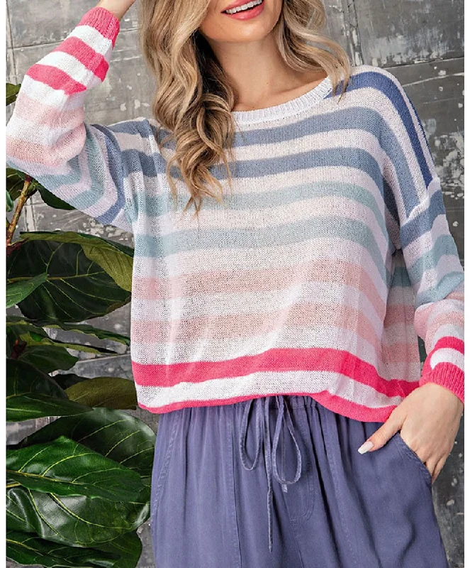 Cotton Candy Striped Sweater Denim Fabric Leather Fabric Suede Fabric