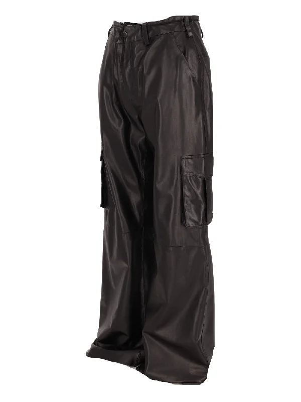 LA ROSE nappa leather cargo trousers Trousers Bootcut Casual
