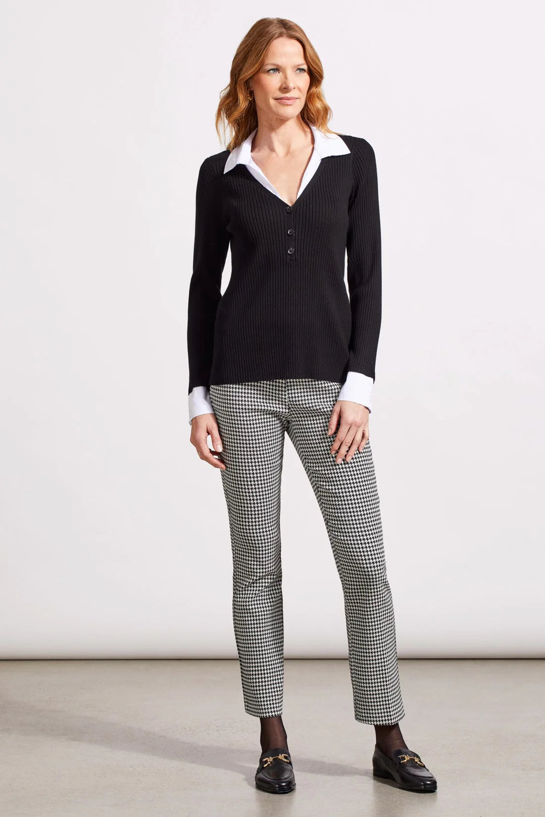 Long Sleeve Henley Fooler Sweater [Black-1997O] Bright Pastel Dark