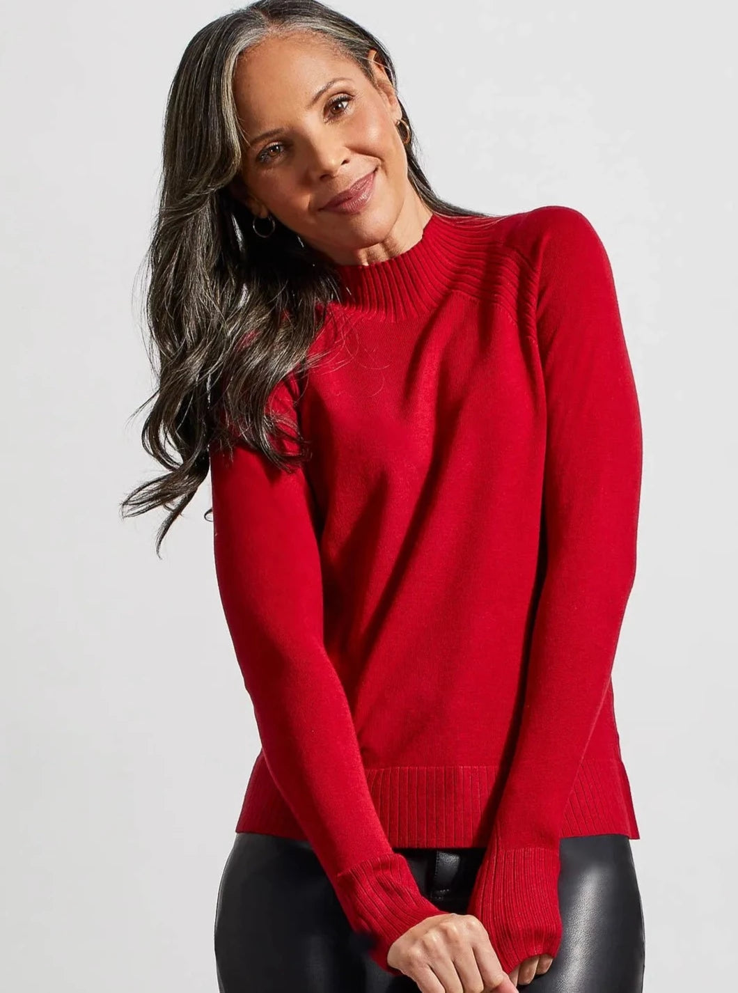 Funnel Neck Sweater [Earth Red-1481O] Iron Safe Non-Iron Wrinkle Free
