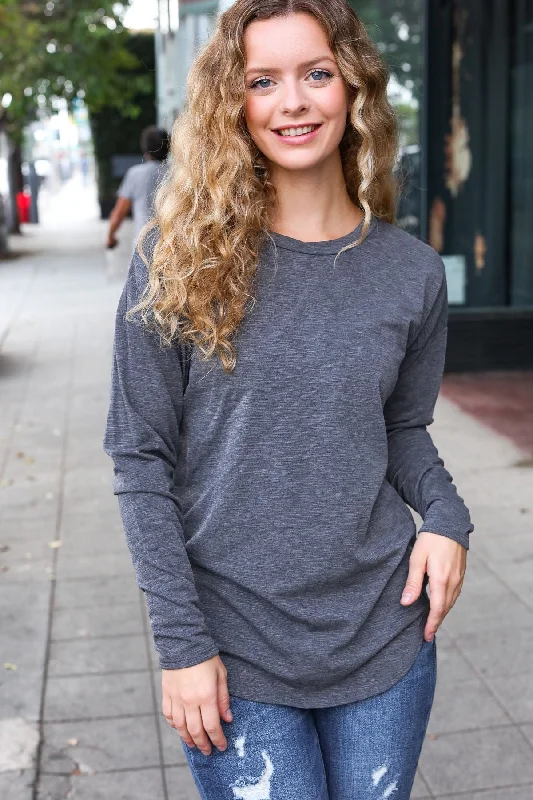Casual Chic Solid Grey Fitted Long Sleeve Terry Pullover Elbow Length Sleeve