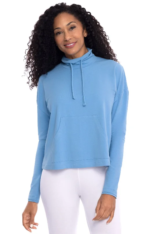Women's Solana Mock Neck Pullover | Clear Sky Blue Blouson Sleeve Pullover