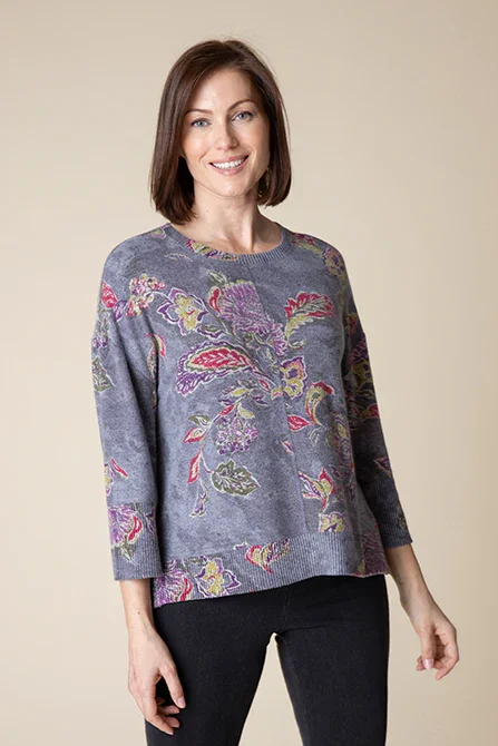 Supersoft Fleece Vintage Garden Pullover [Iron-35369] Turtleneck Warm Pullover
