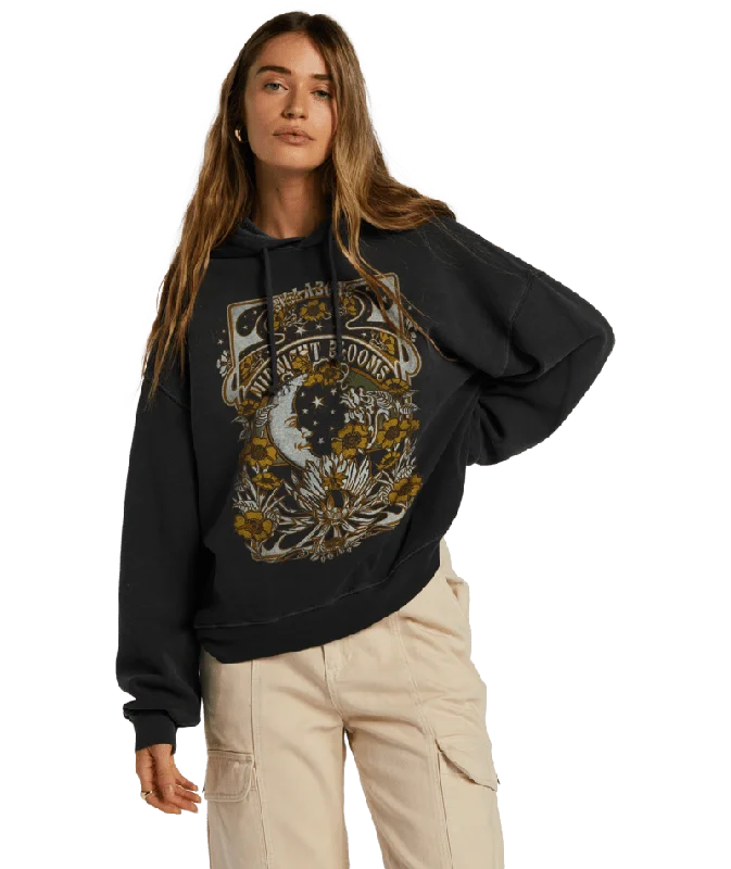 BILLABONG Women's Keep Ridin Pullover Hoodie Black Sands Long Sleeve Pullover