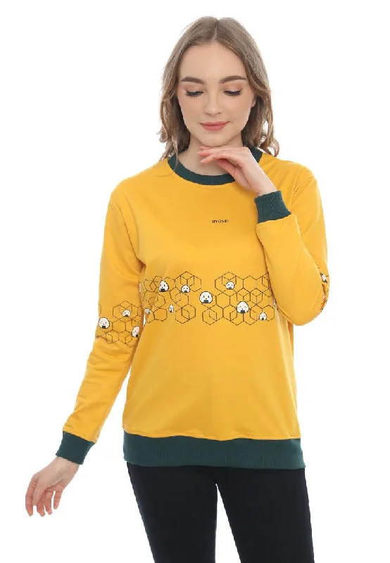 Ryusei Sweater Akina Yellow Graphic Sweater Embroidered Appliqued